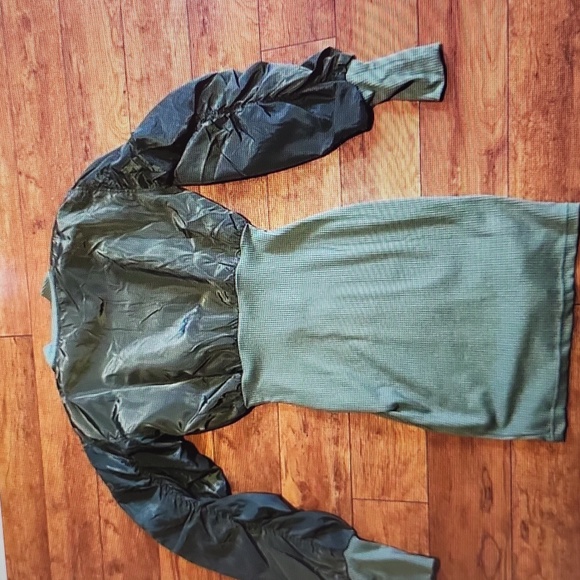 NWT Army green zipper front dress M - Picture 2 of 10